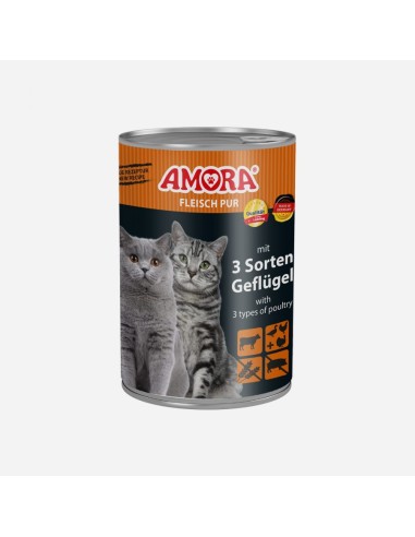 AMORA Cat Fleisch Pur 3xGeflügel 400gD