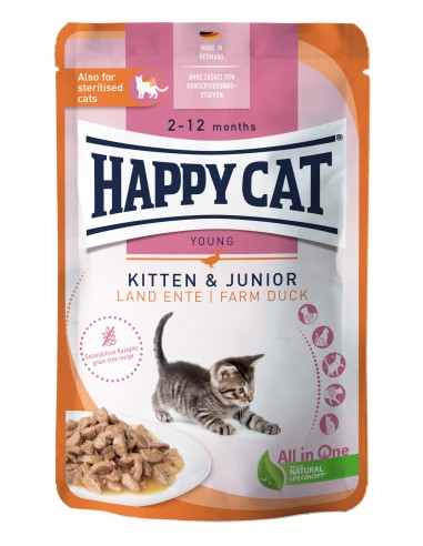 HappyCat Kitten & Junior Land Ente 85gP