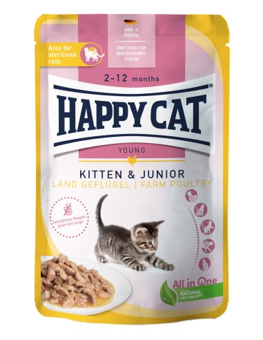 HappyCat Kitten & Junior Land Geflügel 85gP