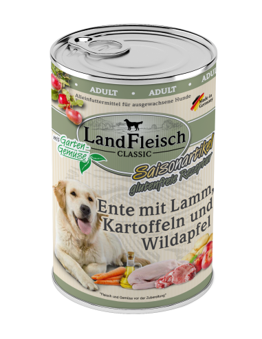 LandFleisch Dog Classic Ente m. Lamm+Wildapf. 400gD