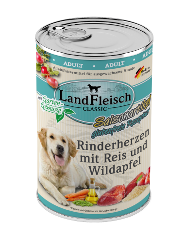 LandFleisch Dog Classic Rinderherz m.Wildapf. 400gD