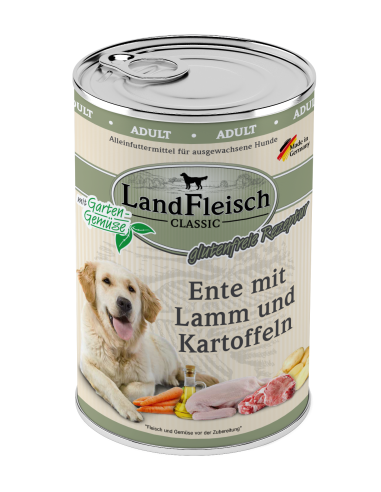 LandFleisch Dog Classic Ente mit Lamm + Kart. 400gD