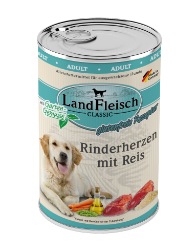 LandFleisch Dog Classic Rinderherz mit Reis 400gD