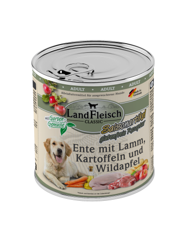 LandFleisch Dog Classic Ente m. Lamm+Wildapf. 800gD