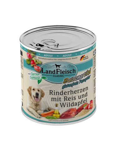 LandFleisch Dog Classic Rinderherz m.Wildapf. 800gD