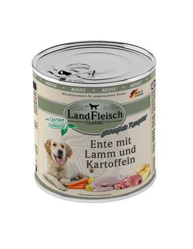 LandFleisch Dog Classic Ente mit Lamm + Kart. 800gD