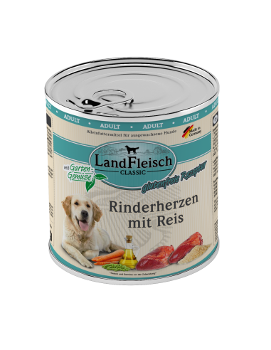 LandFleisch Dog Classic Rinderherz mit Reis 800gD