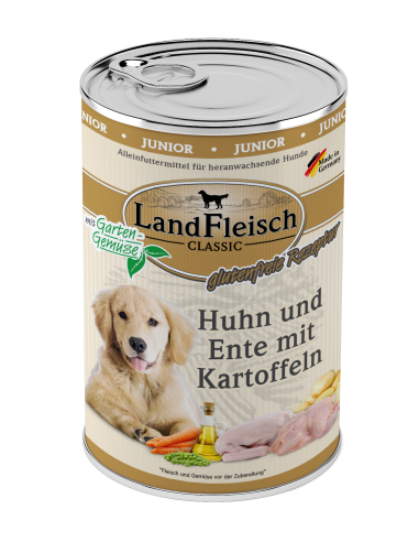 LandFleisch Dog Classic Junior Huhn,Ente+Kart 400gD