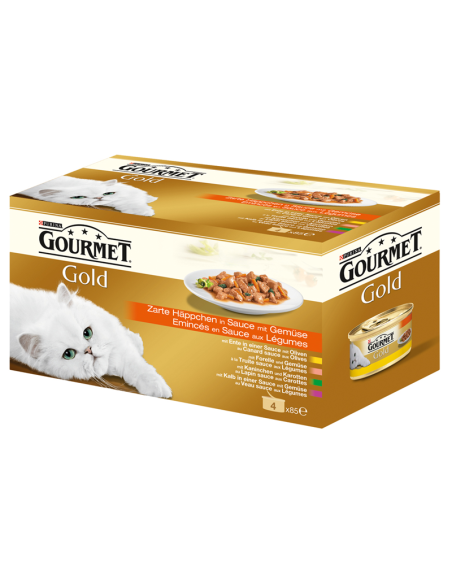 GourmetGold Häppchen Gemüse Kalb Ente Forelle Kaninchen 4x85gD