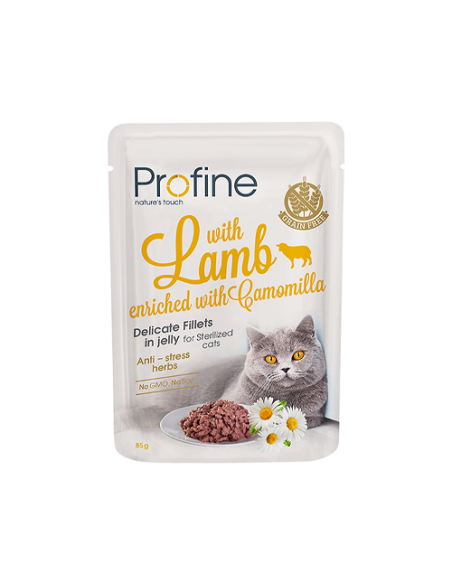 Profine Sterilised Cat Pouch fillets in Jelly with Lamb 85g